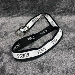 GUESS black and white logo belt unisex 41.75” long